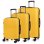 Dam Juego De 3 Maletas Trolley, En Material Ligero Pp Resistente A La Rotura. Cerradura Tsa Numérica, 4 Ruedas Dobles Giratorias 360°. 50x28x74,5 Cm. Color: Amarillo