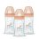 Dodie Sensation+ Pack De 3 Biberones De Cristal Anti-cólicos 270 Ml Para 0-6 Meses, Tetina De Silicona Flujo 2 (medio) Con Doble Válvula, Cuello Ancho, Forma Triangular