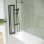 Gelco Lexia Mampara De Baño Plegable De 4 Paneles Negro 110 X 140 Cm, Cristal Transparente En Marcos, Reversible, Instalación Colgable, Perfiles Y Tornillería