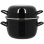 Thekitchenette Olla Para Mejillones De Esmaltado Negro 2,7 L Con Tapa Reversible, Compatible Con Placas De Inducción, Apta Para Lavavajillas