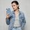 Custodia per smartphone Denim Magbattery Effetto Denim Magnetica per iPhone 15 Plus