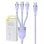 Cavo USB Baseus Flash Series 2 3 in 1 USB-C + micro USB + Lightning 100W 1,5m viola