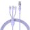 Cavo USB Baseus Flash Series 2 3 in 1 USB-C + micro USB + Lightning 100W 1,5m viola