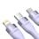 Cavo USB Baseus Flash Series 2 3 in 1 USB-C + micro USB + Lightning 100W 1,5m viola