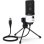 Mikrofon Fifine K669BW USB cardioid mit Lautstärkeregler und weißem Stativ