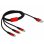 Cable de carga USB 3 en 1 Delock Tipo-A a Lightning/Micro USB/USB Type-C 1 m negro/rojo