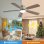Ventilatore da Soffitto con Luce Rolipo 18W LED 132cm 6 Velocità Motore DC Telecomando Nero