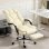 Silla de oficina ergonómica Rolipo reclinable con reposapiés beige 360°