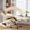 Silla de oficina ergonómica Rolipo reclinable con reposapiés beige 360°