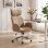 Silla de oficina Rolipo con reposacabezas ajustable, ergonómica, función de balanceo y altura ajustable, marrón