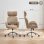 Silla de oficina Rolipo con reposacabezas ajustable, ergonómica, función de balanceo y altura ajustable, marrón