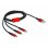 Cabo de carga USB 3 em 1 Delock Tipo-A para Lightning/2 x USB Type-C 1 m Preto/Vermelho