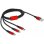 Cabo de carga USB 3 em 1 Delock Tipo-A para Lightning/2 x USB Type-C 1 m Preto/Vermelho