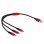 Cable de carga USB 3 en 1 Delock Tipo-A a Lightning/Micro USB/USB Type-C 30 cm negro/rojo