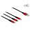 Cable de carga USB 3 en 1 Delock Tipo-A a Lightning/Micro USB/USB Type-C 30 cm negro/rojo