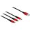 Cable de carga USB 3 en 1 Delock Tipo-A a Lightning/Micro USB/USB Type-C 30 cm negro/rojo