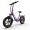 Bicicleta Elétrica Maxturn Literider 2.0 500W 48V 13.5Ah 20 Polegadas Freios a Disco Hidráulicos Roxo