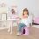 Smoby Disney Princess Tovaglia Bimbi 2 In 1 con Panchina, Specchio Ovale Regolabile, 3 Cassetti e +10 Accessori Rosa e Bianco