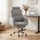 Homcom Silla De Escritorio Con Reposapiés Tapizada En Borreguito Gris Claro
