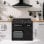 Cocina de gas tipo piano Continental Edison CECP903FB 90 cm 5 fuegos 3 hornos Negro