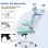 Silla de oficina Naspaluro ergonómica verde con reposabrazos plegables y soporte lumbar