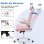 Chaise de Bureau Ergonomique Naspaluro Reposabrazos Pliable 90° Support Lombaire Réglable Hauteur Rose