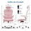 Chaise de Bureau Ergonomique Naspaluro Reposabrazos Pliable 90° Support Lombaire Réglable Hauteur Rose