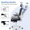 Chaise de Bureau Ergonomique Naspaluro - Accoudoirs Repliables 90° - Support Lombaire - Réglable en Hauteur - Blanche