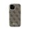 Guess Polipiel Hülle Braun Relieflogo Vollschutz für iPhone 15