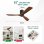 Ventilatore da Soffitto con Luce Autrucker 35W 132cm 6 Velocità Silenzioso Telecomando