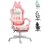 Silla Gamer Welltin Rosa Reclinable con Orejas de Gato y Reposapiés