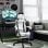 Sedia Gaming Bianca Ergonomica con Design Barba Di Gatto