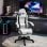 Sedia Gaming Bianca Ergonomica con Design Barba Di Gatto