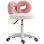 Taburete Welltin con Ruedas y Respaldo Lazo Rosa y Blanco Regulable