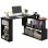 Scrivania angolare con piano girevole a 360° e 5 ripiani, 120x110x74,5 cm, Nero
