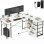 Scrivania angolare Aosom L 155 cm reversibile con 4 cassetti e prese USB