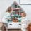 Libreria Aosom 82x30x126cm Bianco Azzurro Rosa