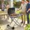 Barbacoa de Gas Plegable Portátil Welltin 2,5 kW con Ruedas y Termómetro