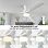 Ventilatore da Soffitto con Luce Welltin EU52WH-1007WH-1L 52'' Motore DC Silenzioso 6 Velocità Telecomando