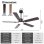 Ventilatore da Soffitto con Luce Welltin EU52SH-5003BK-1L 20W 132cm 6 Velocità Motore DC Silenzioso Telecomando Reversibile