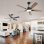 Ventilatore da Soffitto con Luce Welltin EU52SH-5003BK-1L 20W 132cm 6 Velocità Motore DC Silenzioso Telecomando Reversibile