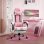Sedia Gaming Aosom Ergonomica Reclinabile Poggiatesta Rosa Bianca