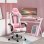 Sedia Gaming Aosom Ergonomica Reclinabile Poggiatesta Rosa Bianca
