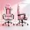 Sedia Gaming Aosom Ergonomica Reclinabile Poggiatesta Rosa Bianca