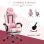 Sedia Gaming Aosom Ergonomica Reclinabile Poggiatesta Rosa Bianca