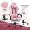 Sedia Gaming Aosom Ergonomica Reclinabile Poggiatesta Rosa Bianca