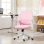Sedia da ufficio Aosom ergonomica regolabile con schienale in rete rosa