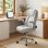 Sedia Da Ufficio Ergonomica Velour Bianco Crema Braccioli Ribaltabili