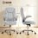 Sedia Da Ufficio Ergonomica Velour Bianco Crema Braccioli Ribaltabili