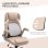 Sedia Ufficio Reclinabile Aosom Tessuto Marrone Chiaro 68x76x109-117 cm